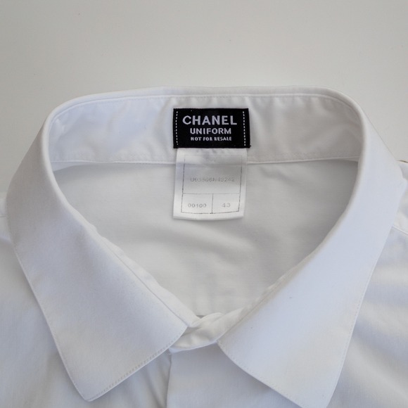 Chanel Men's Uniform White Dress Shirt - Size 43 - Made in France - Rare - Picture 3 of 5